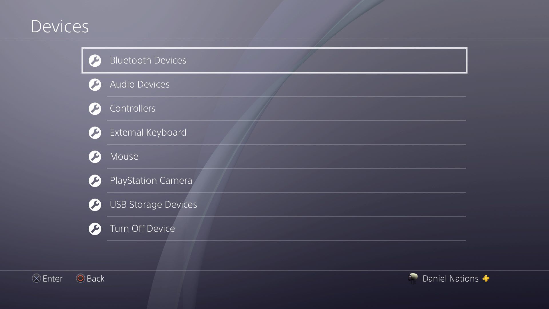 Скриншот настроек устройства на PS4