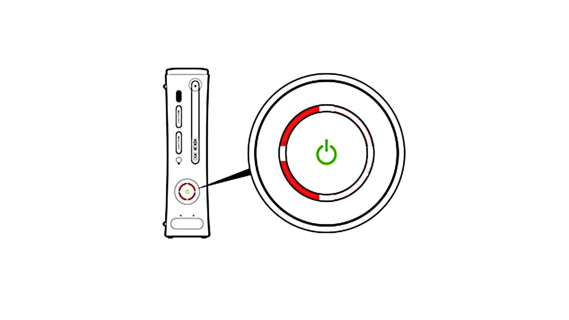 Xbox 360 с двумя красными светодиодами с подсветкой
