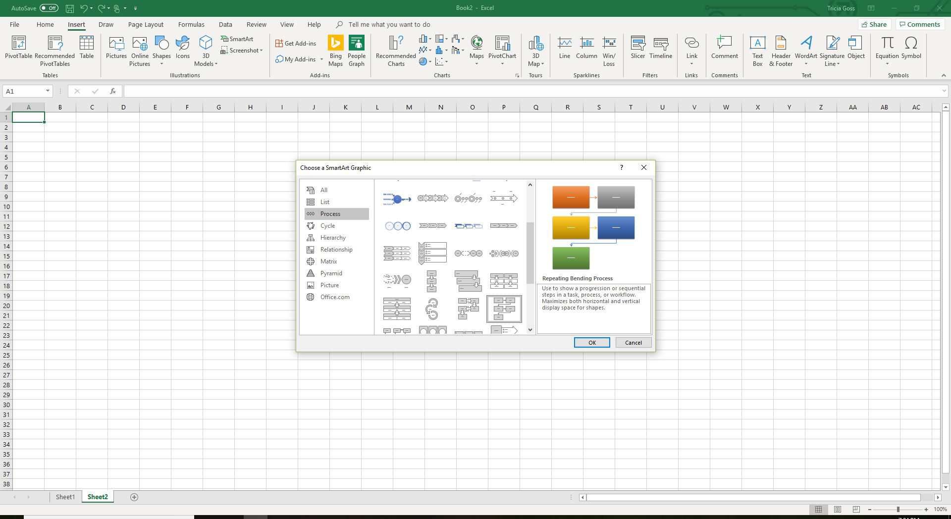 Пример шаблона блок-схемы в Excel