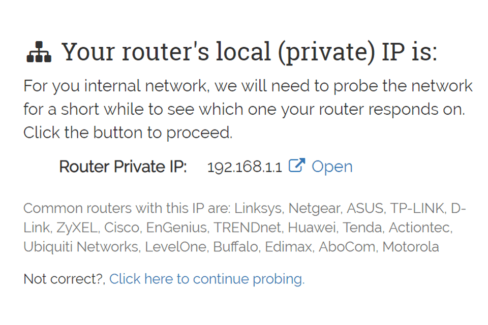 Скриншот из Что's My Router IP website