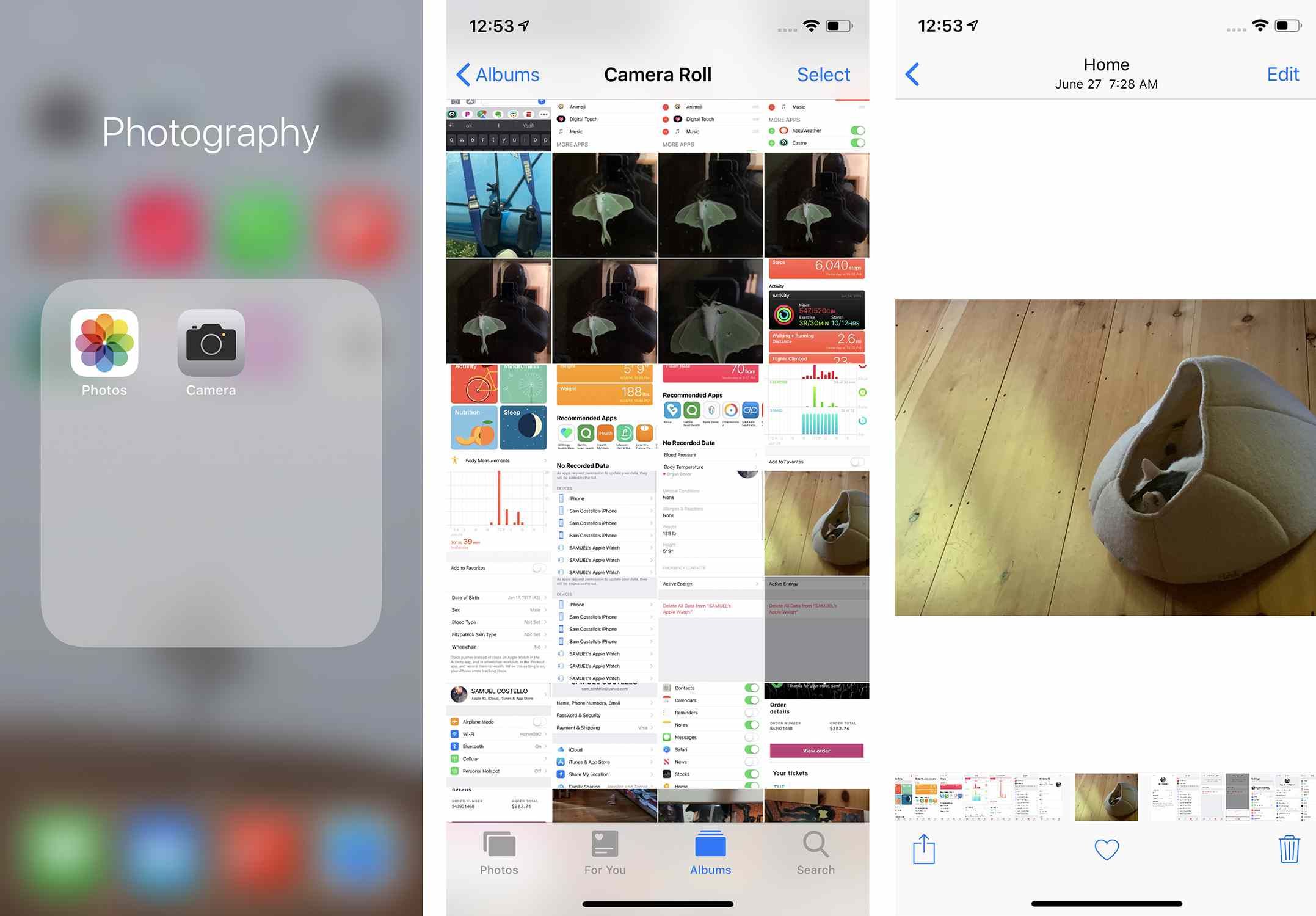 Снимки экрана приложения iOS Photos