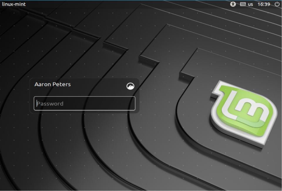 Экран входа в систему Linux Mint