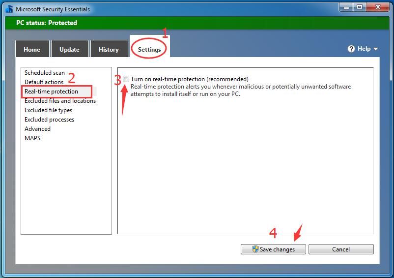 How to disable Microsoft Security Essentials Temporarily 
