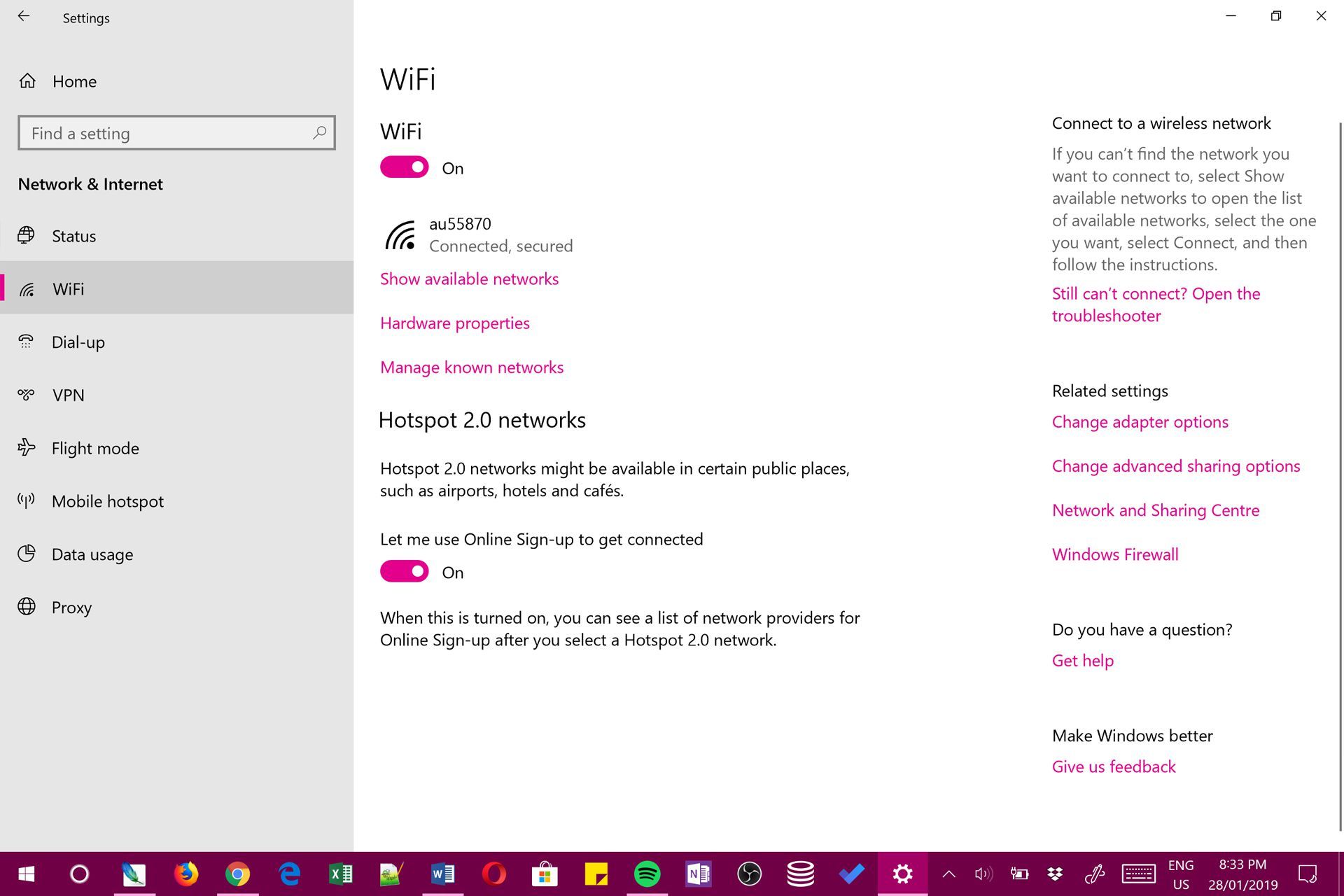 Windows 10 Настройки Wi-Fi.