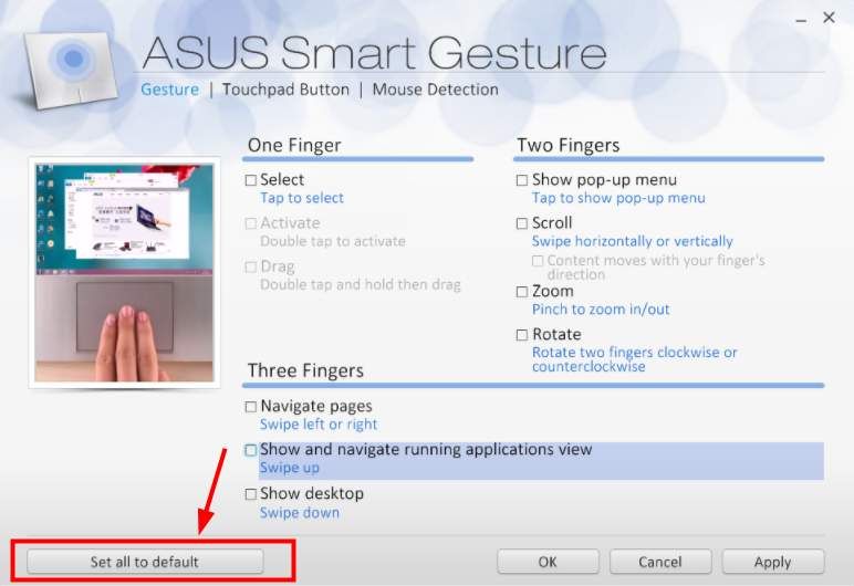 ASUS Smart Gesture Not Working 