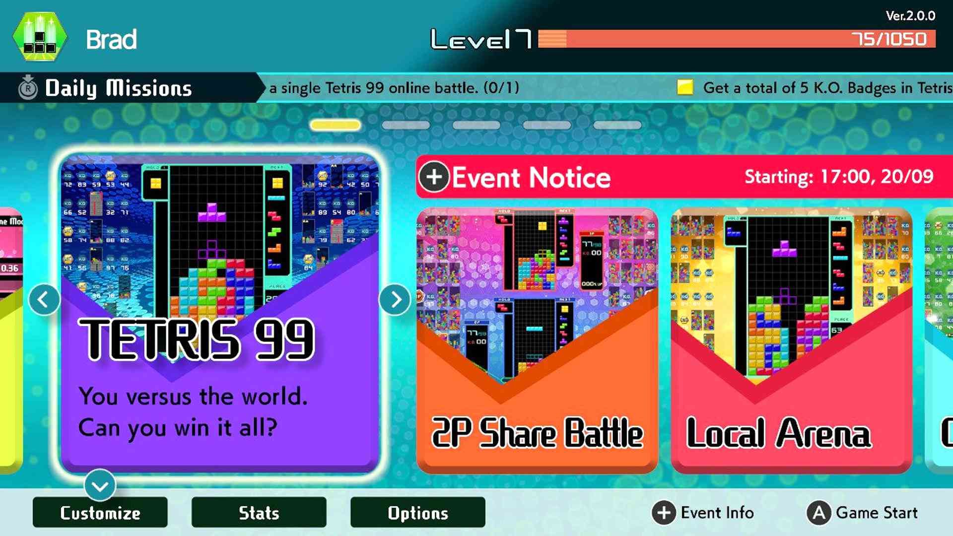 Видеоигра Tetris 99 на Nintendo Switch