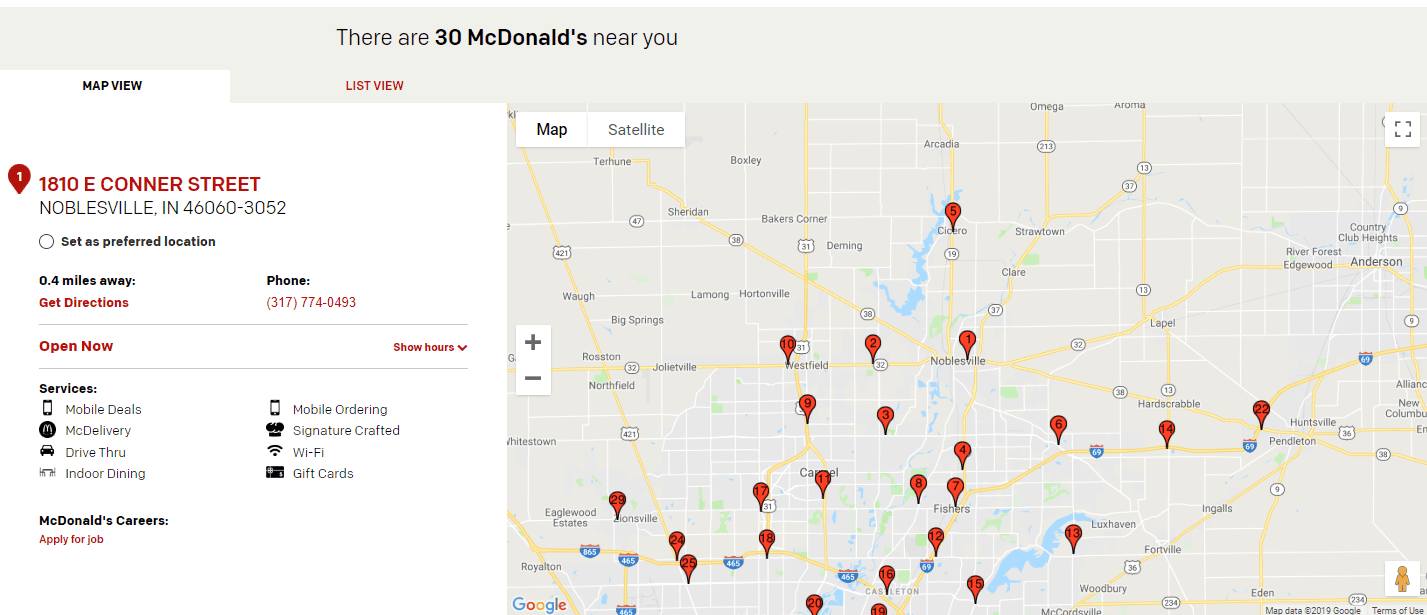 McDonald Wi-Fi результаты поиска местоположения
