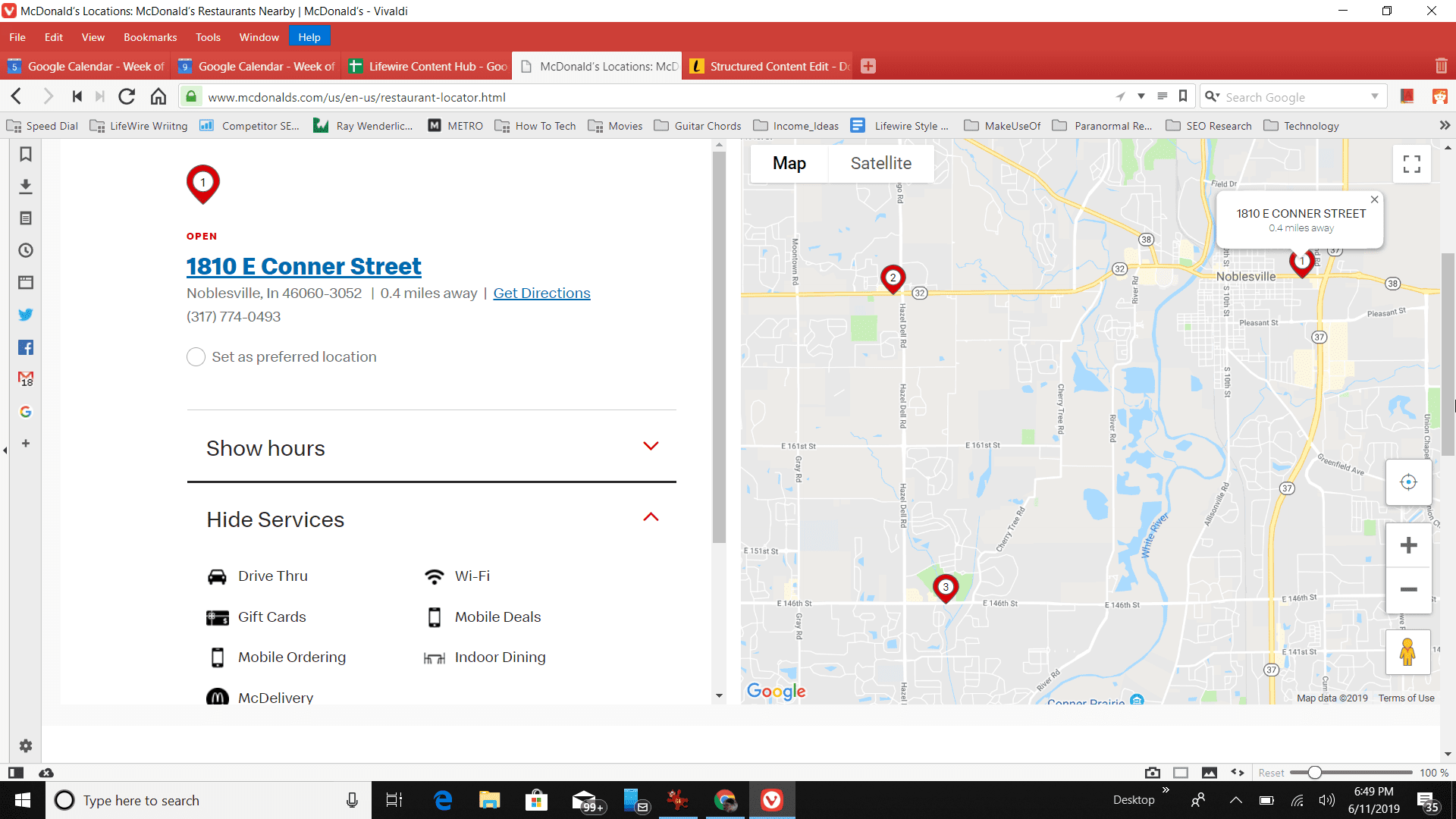 McDonald's location results with Wi-Fi