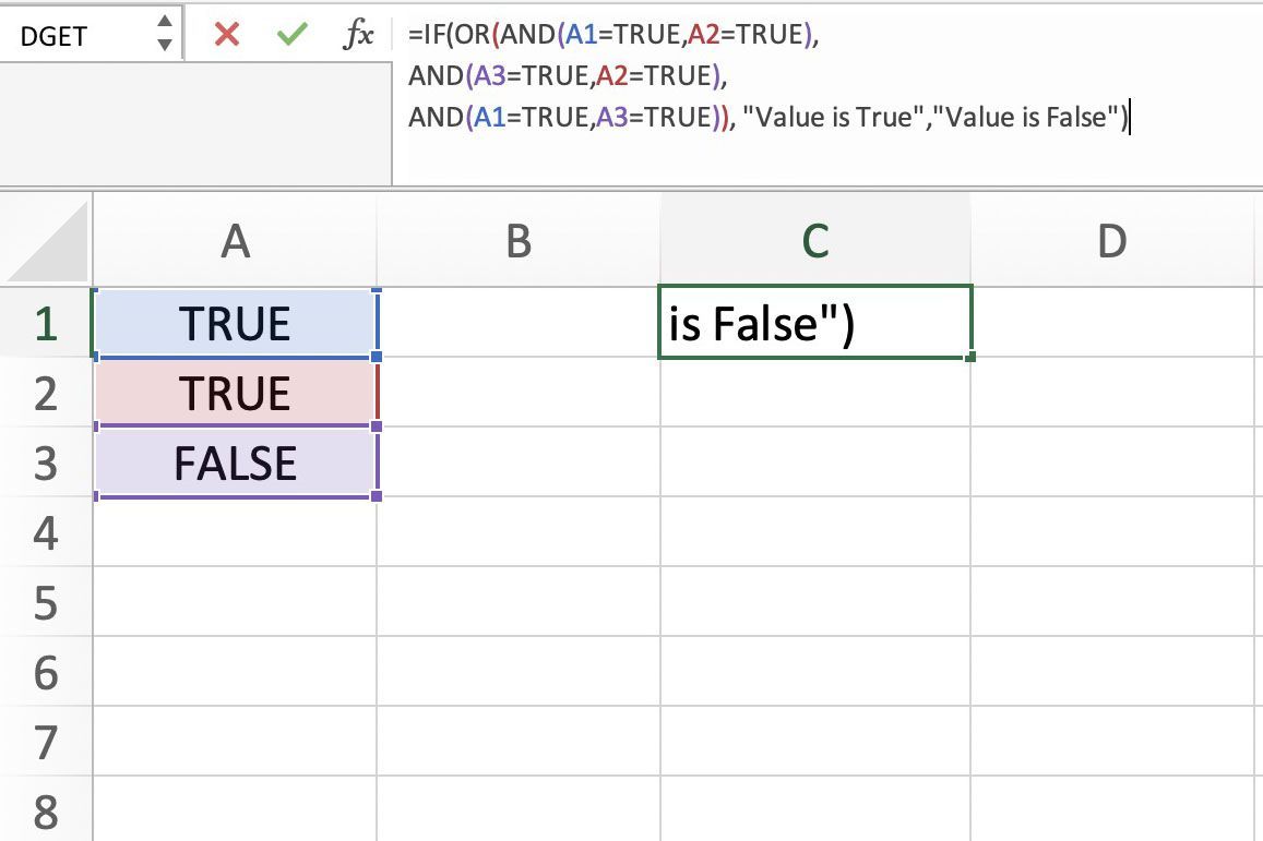Снимок экрана Excel, показывающий панель формул