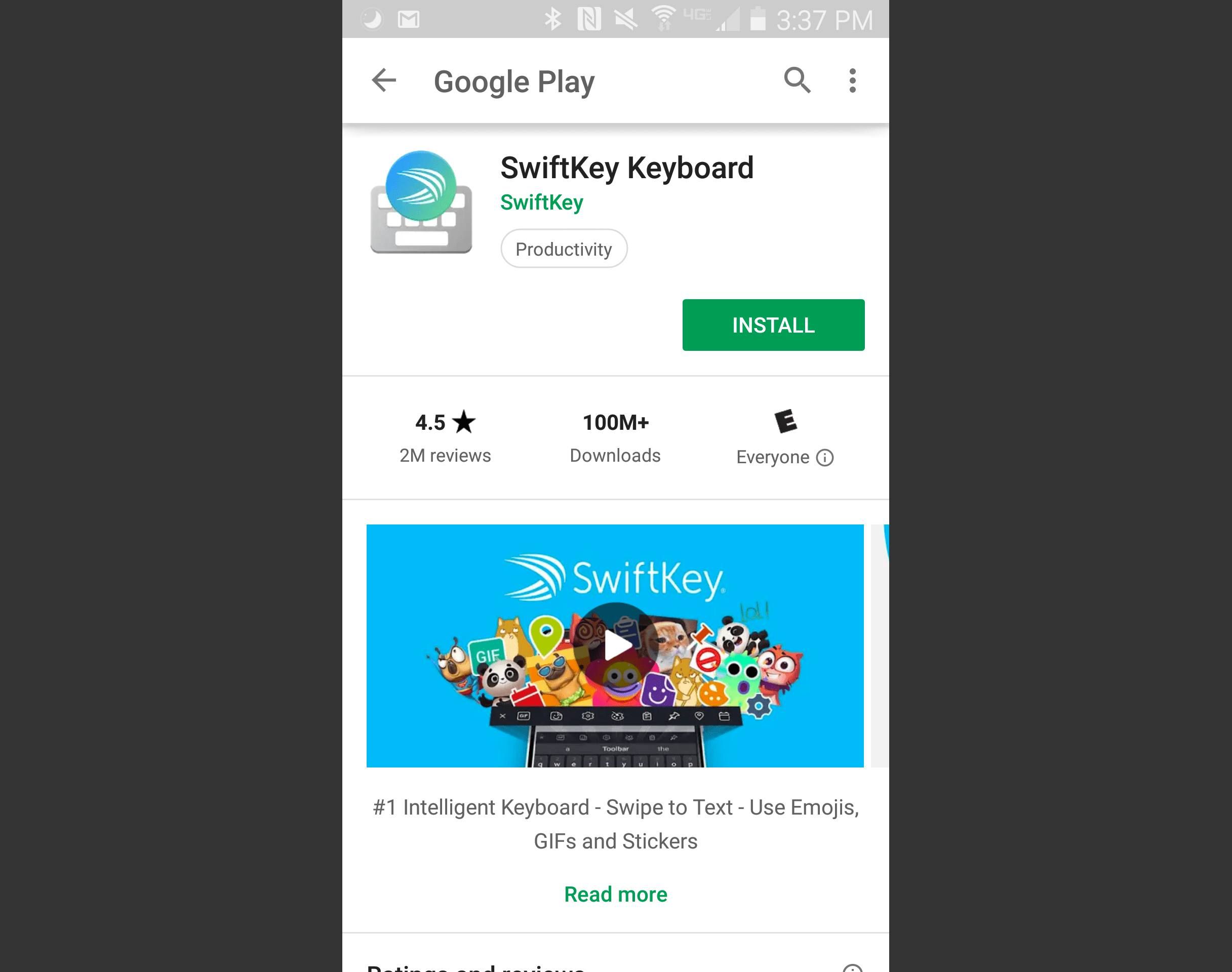 Клавиатура SwiftKey на экране Google Play