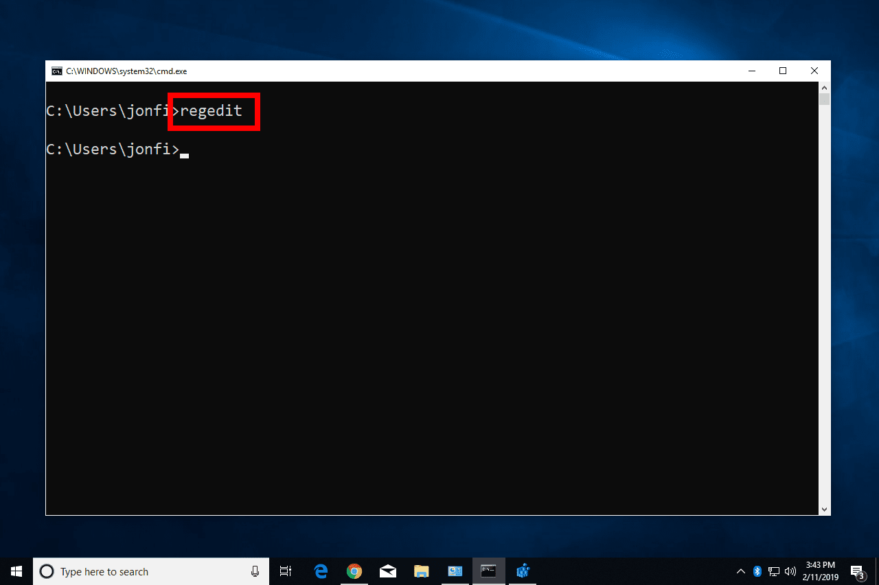 команда regedit для Windows 10