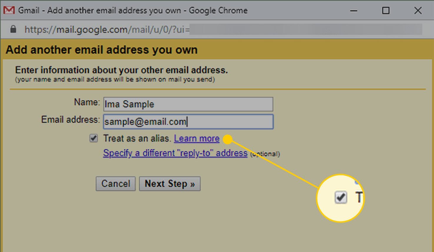 Добавьте еще одно окно адреса электронной почты в Gmail с помощью