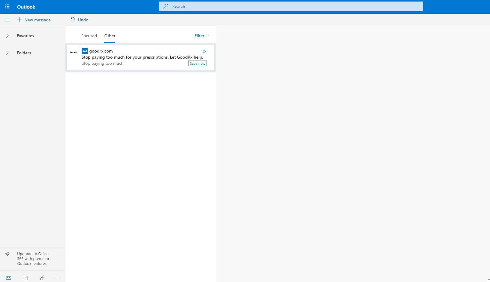 Снимок экрана с папками Outlook.com