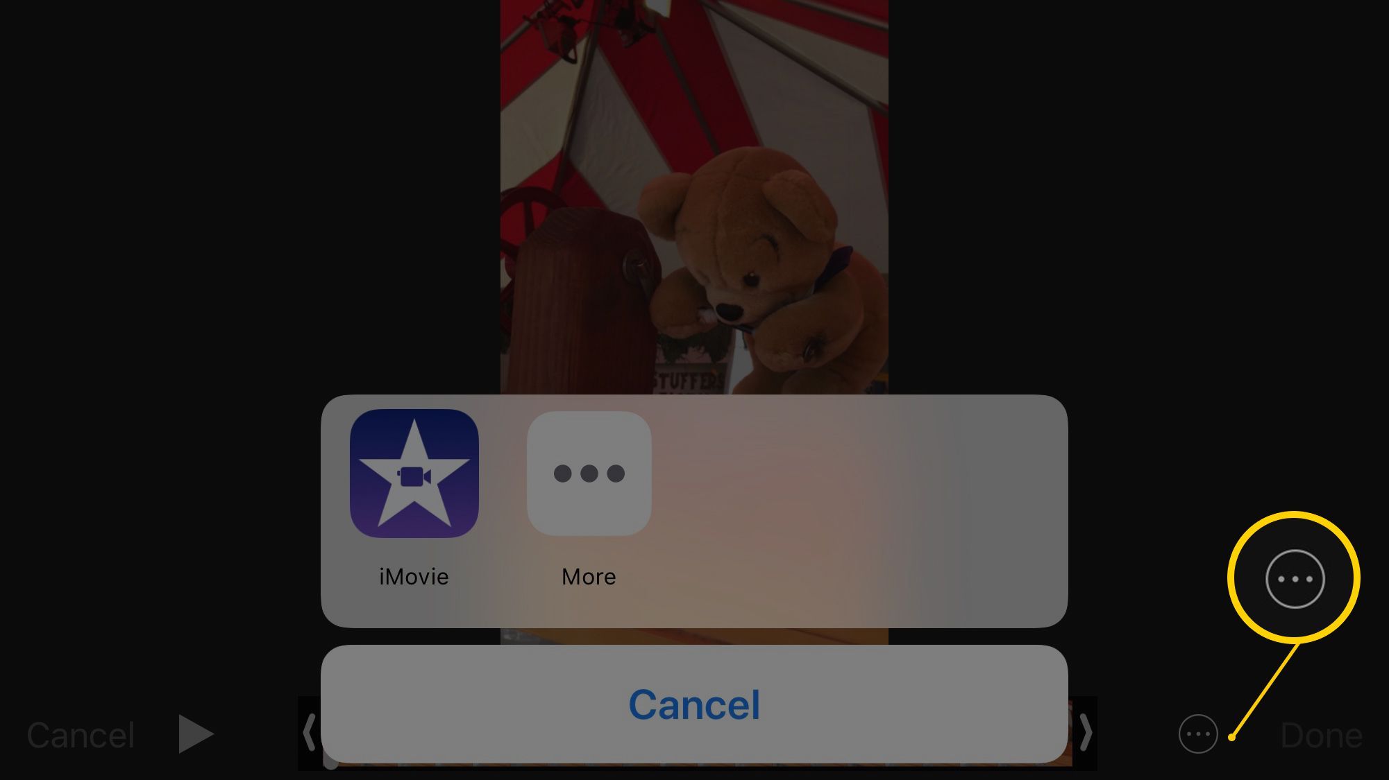 Значок с тремя точками, чтобы найти другие приложения для редактирования видео на вашем iPhone