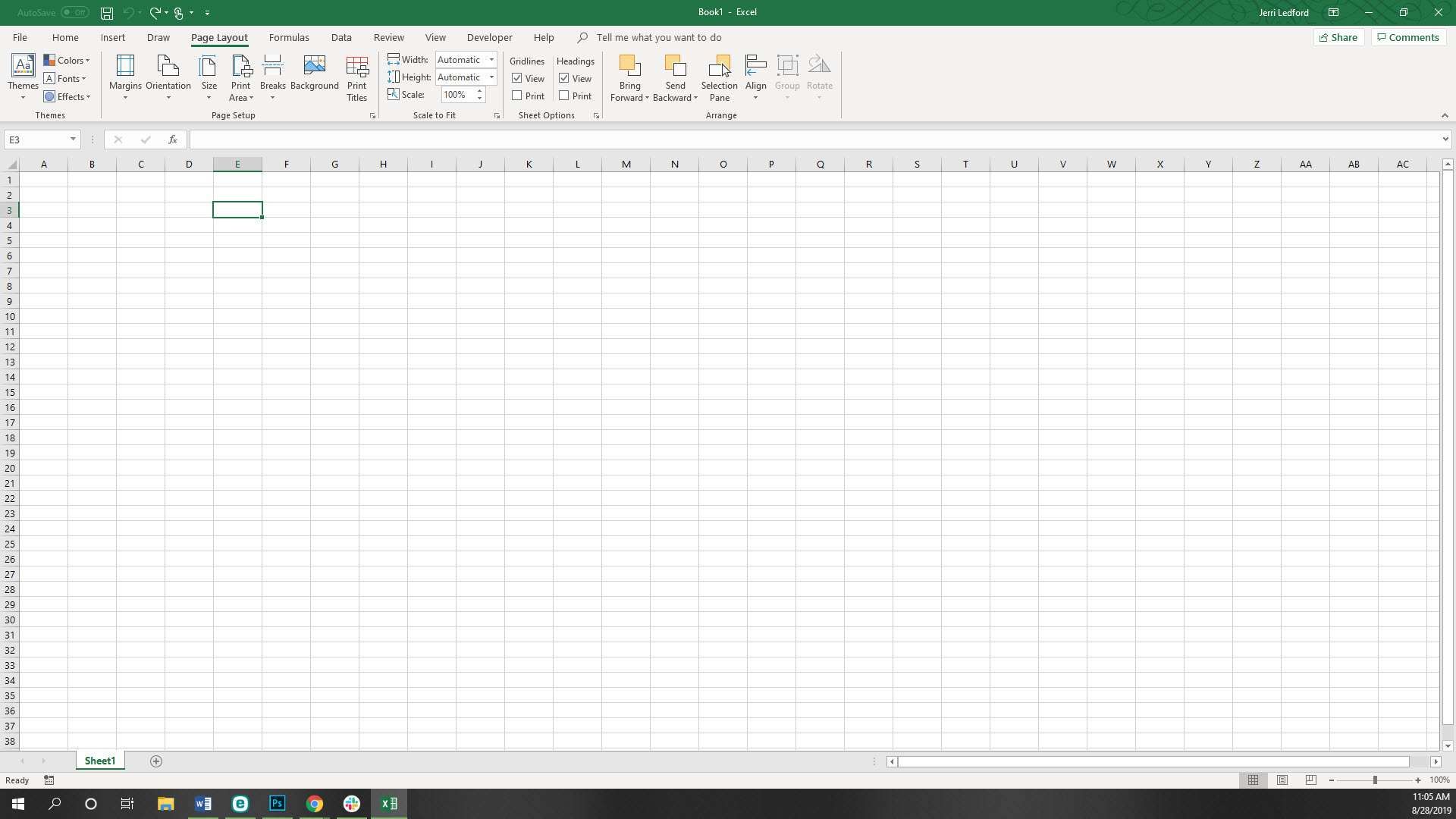 Параметр «Макет страницы» используется в Microsoft Excel.