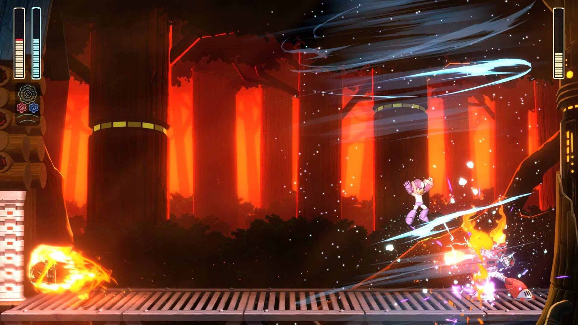 Мега-Человек нападает на Факела с помощью Шторма Тундры в Мега-Человеке 11.