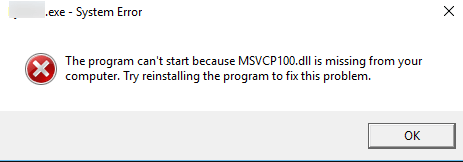Msvcp100.dll is Missing on Windows 10 