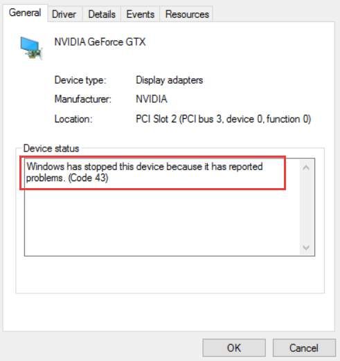GTX 950 Code 43 error on Windows 10 