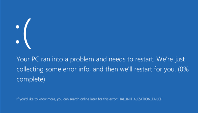 HAL INITIALIZATION FAILED in Windows 10 