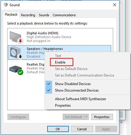 Fix External Speakers Not Working in Windows 10 