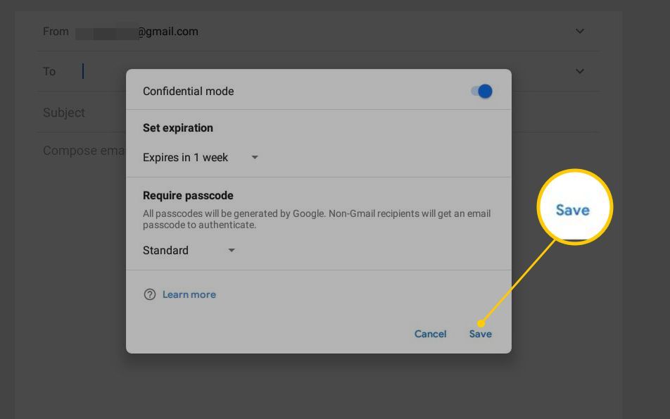 Кнопка «Сохранить» в Gmail для Android