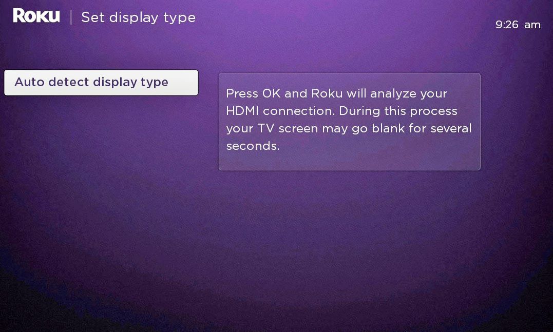 Roku Auto Display Type Setup