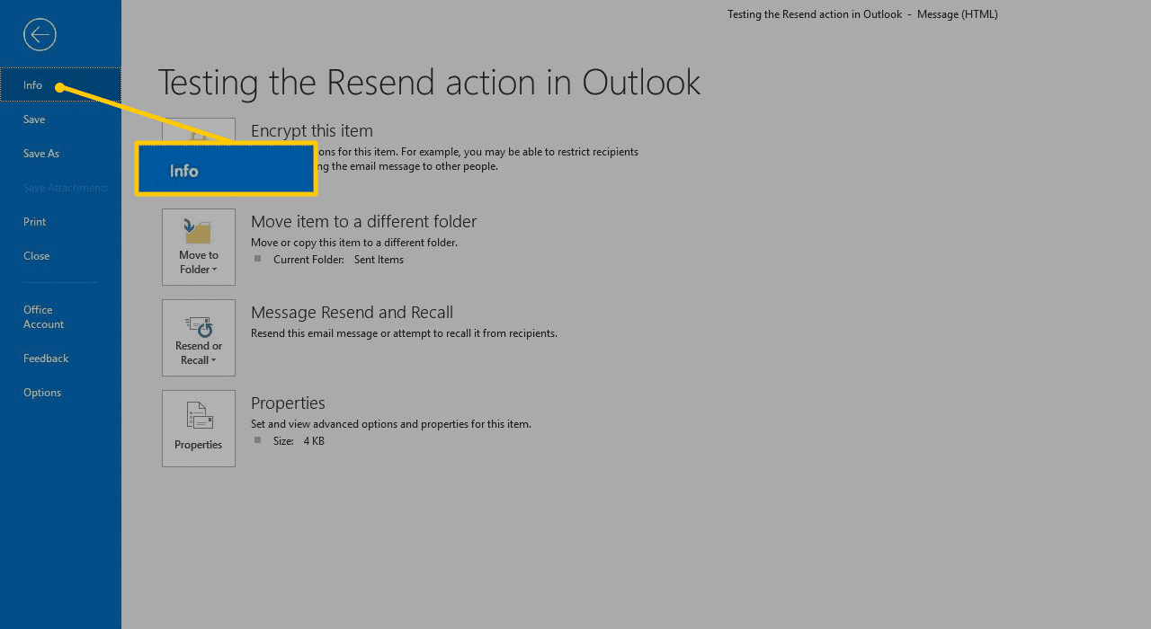 Информационная панель в Outlook