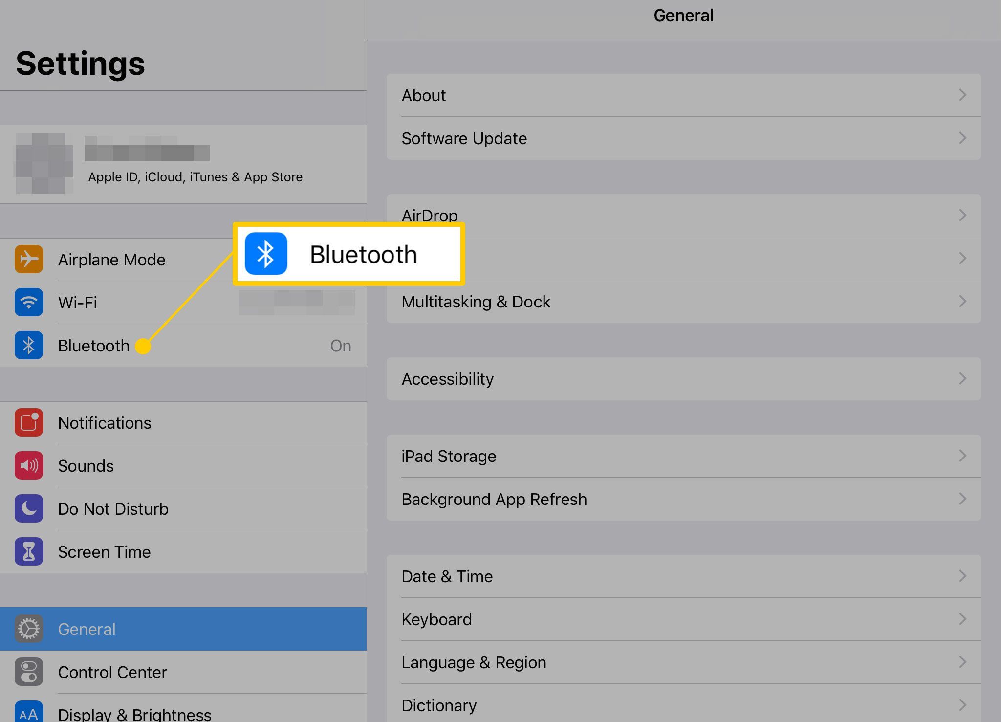 Bluetooth в настройках iPad