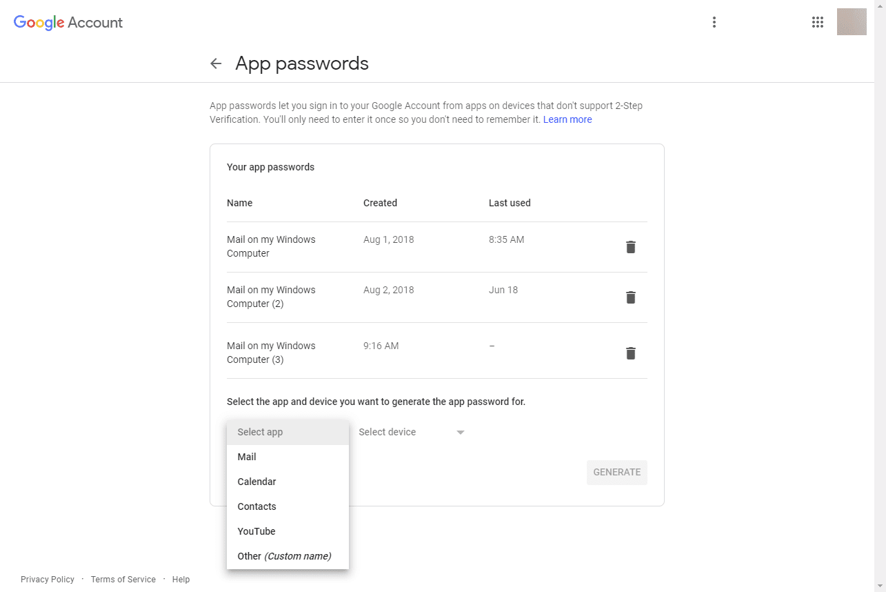 Список паролей к аккаунту Google