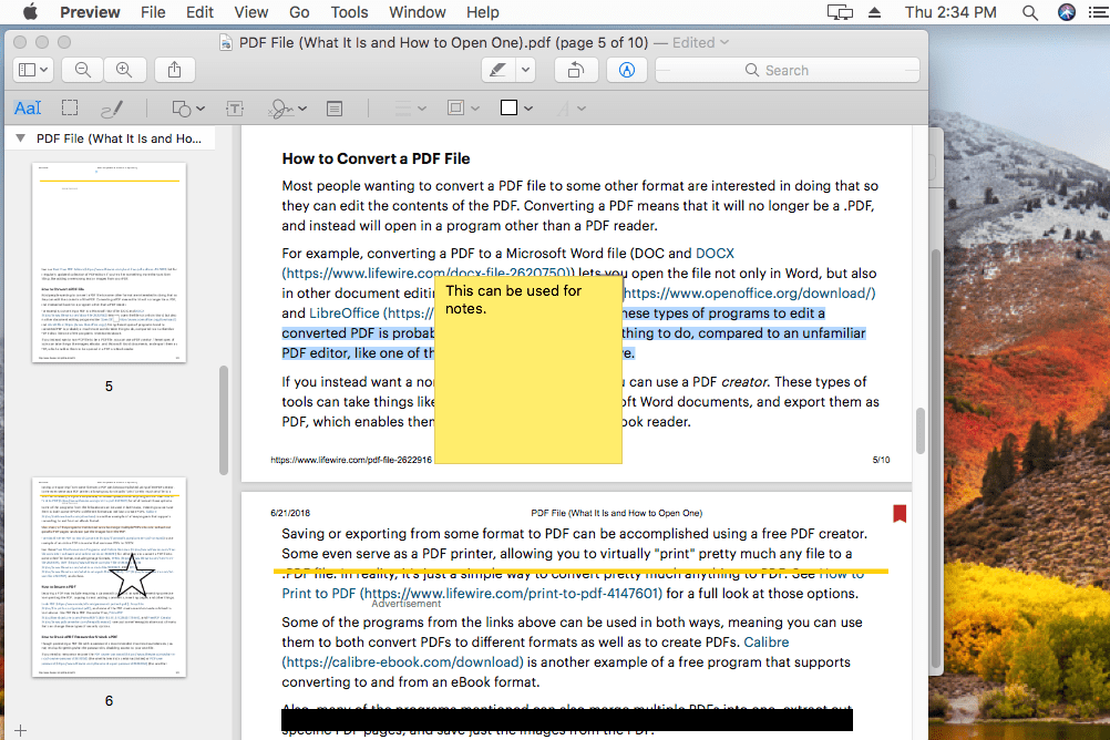 Отредактированный файл PDF в Preview на macOS High Sierra
