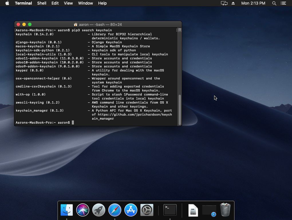 Поиск PyPI с помощью PIP в MacOS Terminal