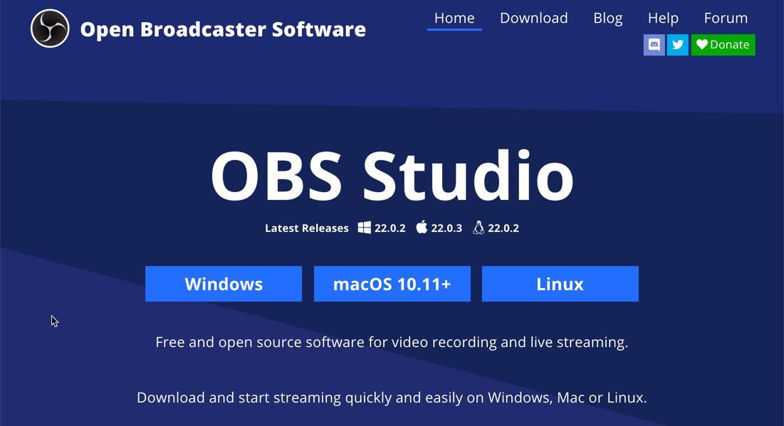 Откройте веб-сайт Software Broadcaster Software и загрузите его