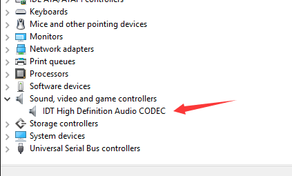 IDT HD Audio CODEC driver in Windows 10 