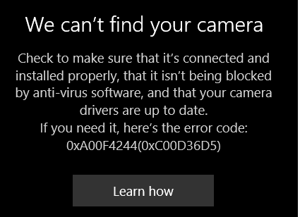 Fixing We can’t find your camera in Windows 10 