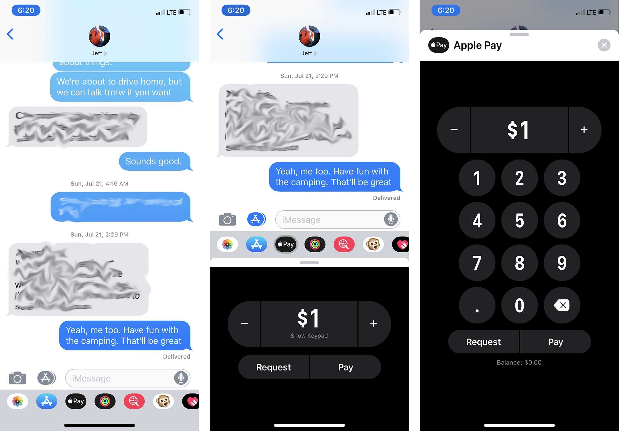 Скриншоты отправки денег с Apple Pay Cash