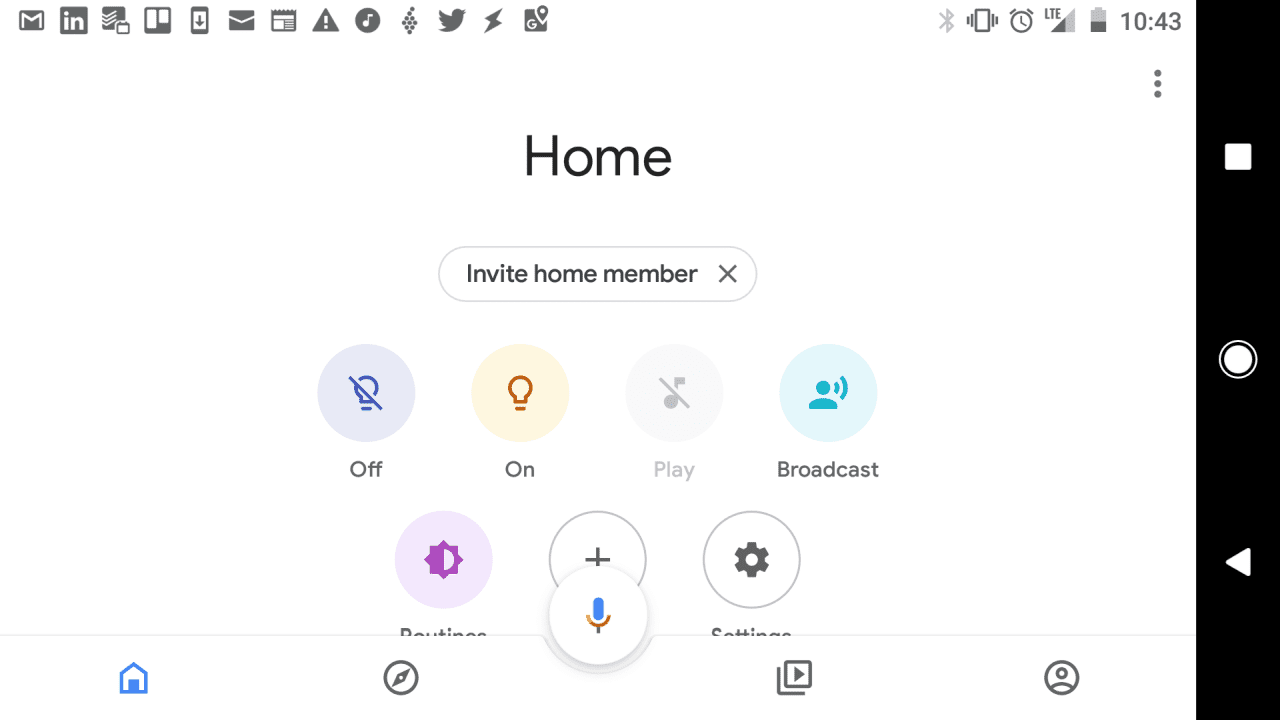 Снимок экрана главной страницы Google Home