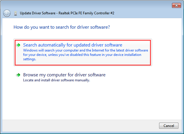 How to Update Realtek PCIe FE Family Controller Drivers in Windows 7 