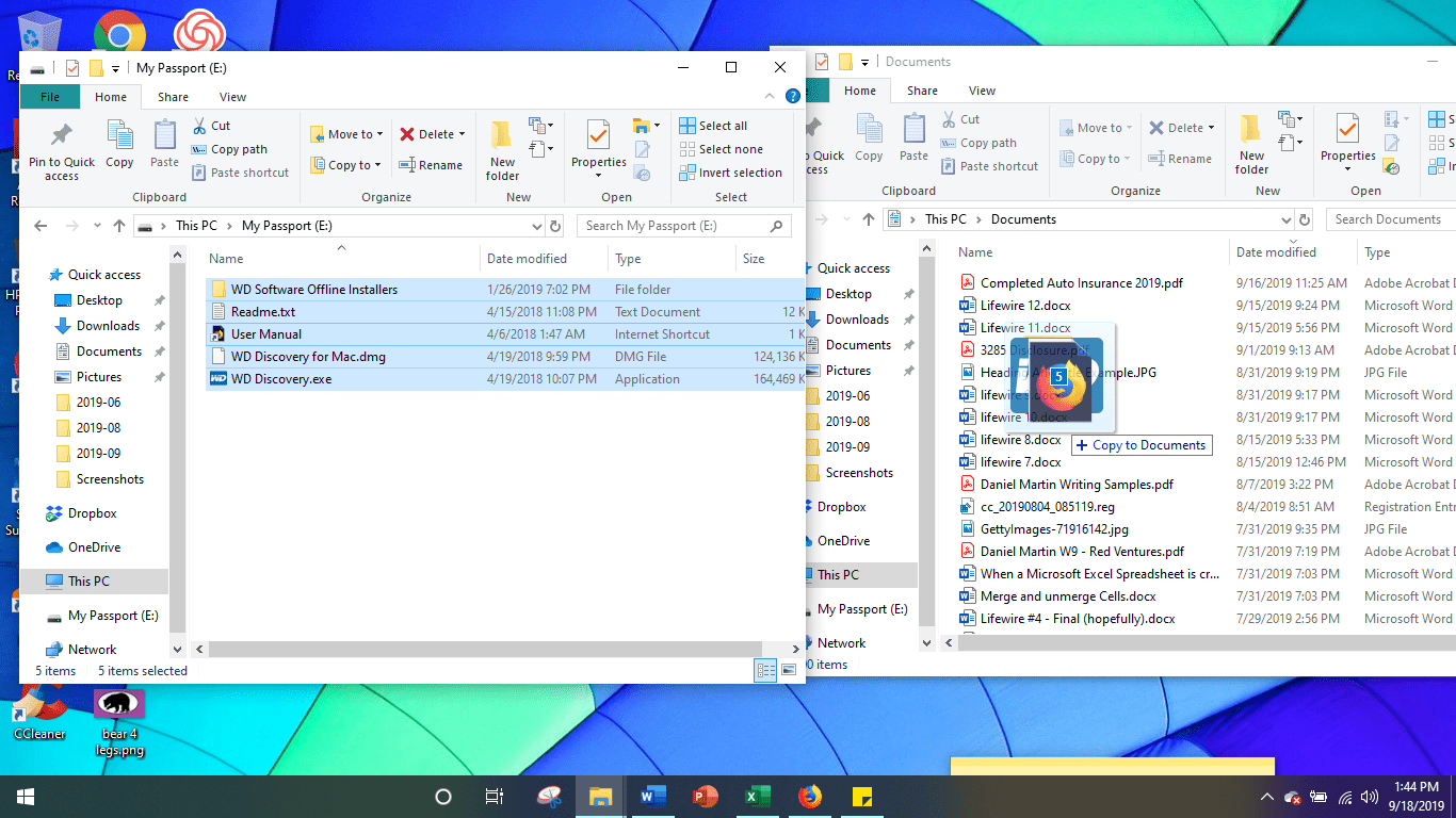 Переместить файлы с жесткого диска на ПК