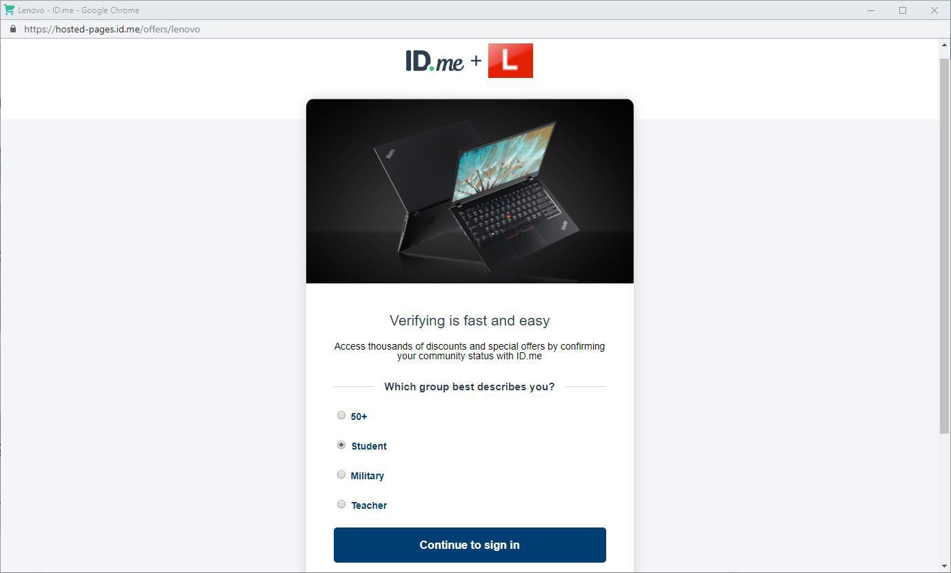 Скриншот процесса проверки ID.me.
