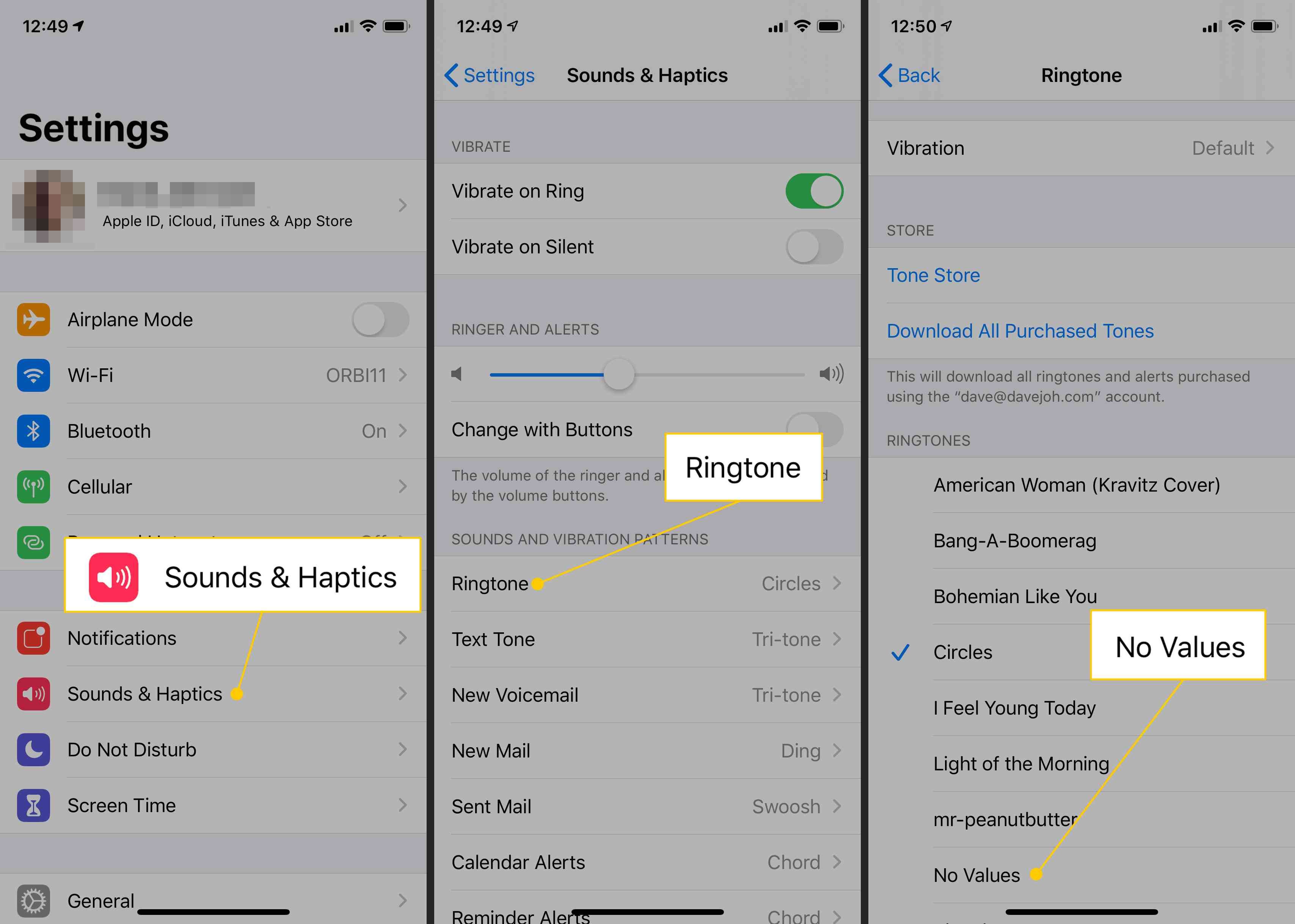 Sound & Haptics, Мелодия звонка, мелодия, созданная вами в настройках iOS