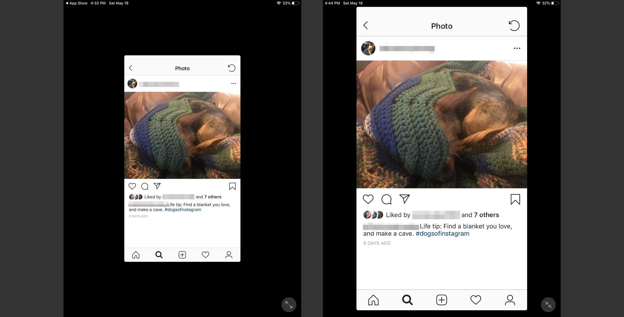 Просмотр изображения в Instagram на iPad