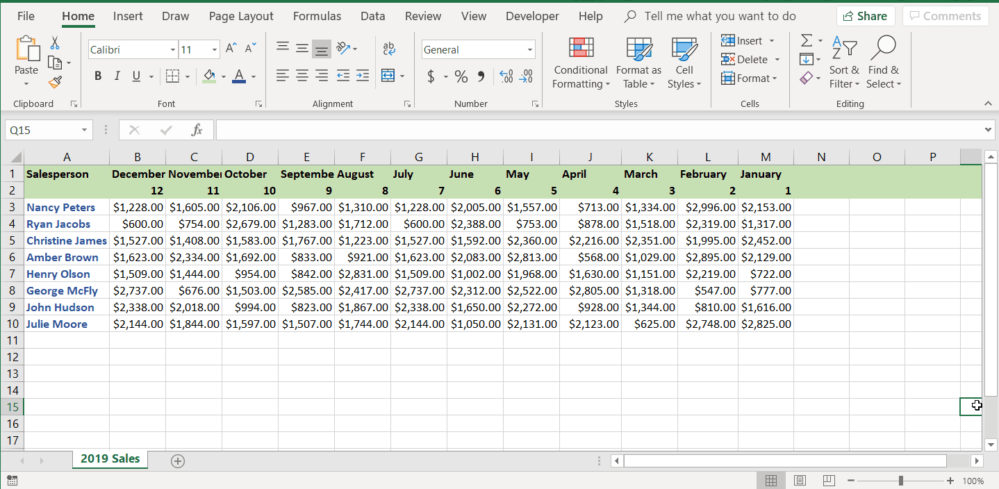 Скриншот строки заголовка с ячейками, перевернутыми в Excel.