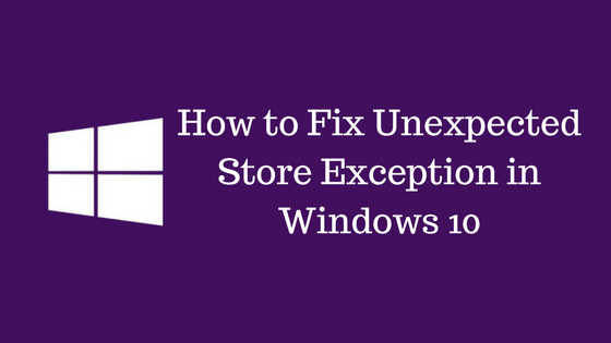 Unexpected Store Exception in Windows 10 Error 