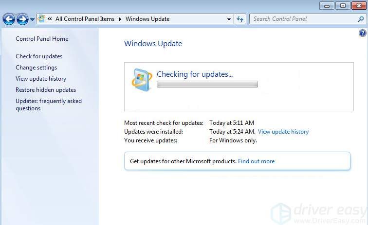 Windows Update Not Working, Stuck at Checking for updates 