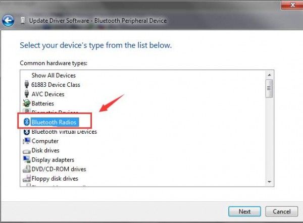 Bluetooth Peripheral Device Driver Not Found on Windows 7 