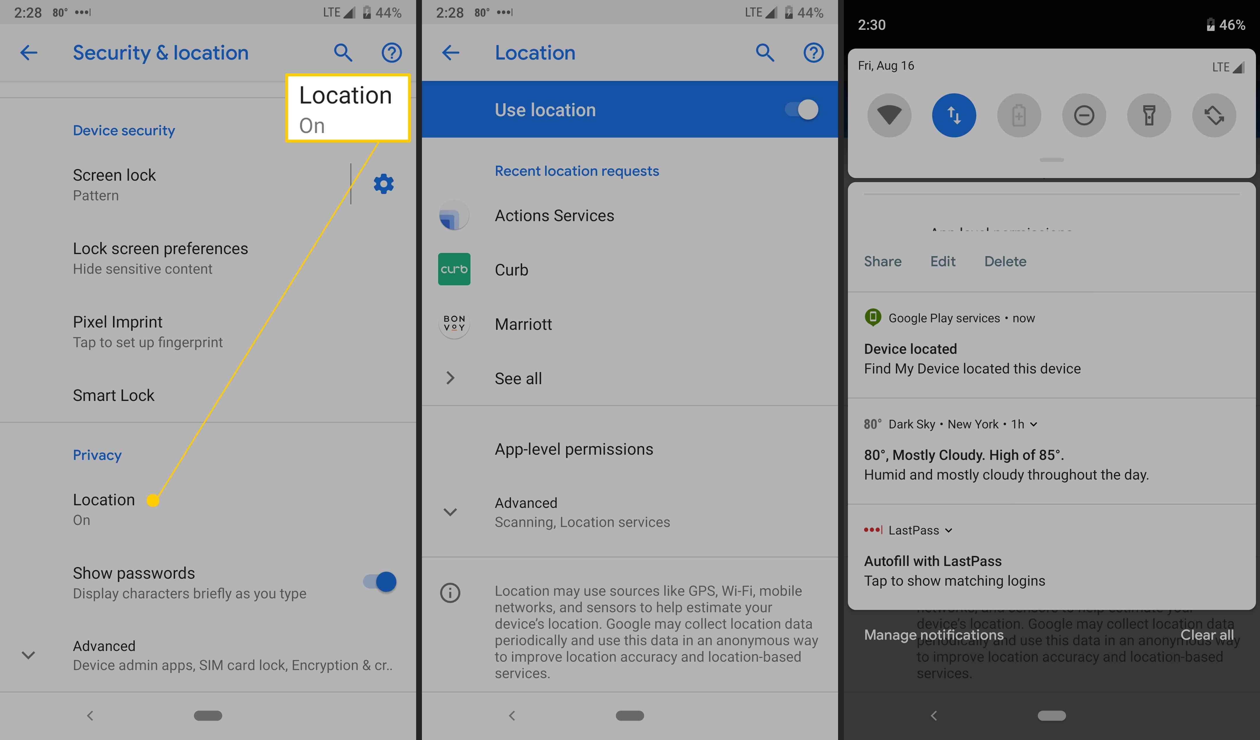 Android's location settings.