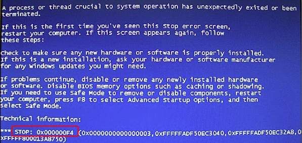 How To Fix STOP: 0x000000F4 Blue Screen Error 