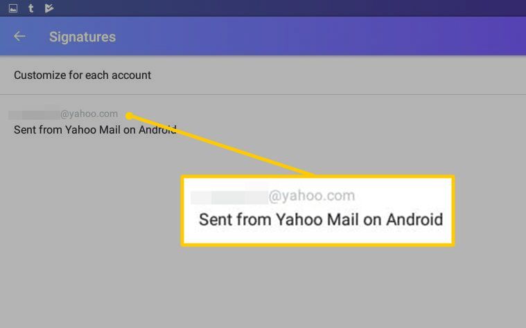 Редактирование подписи в Yahoo Mail для Android