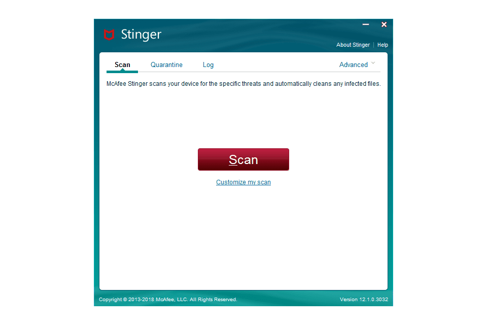 Скриншот антивирусного сканера Stinger