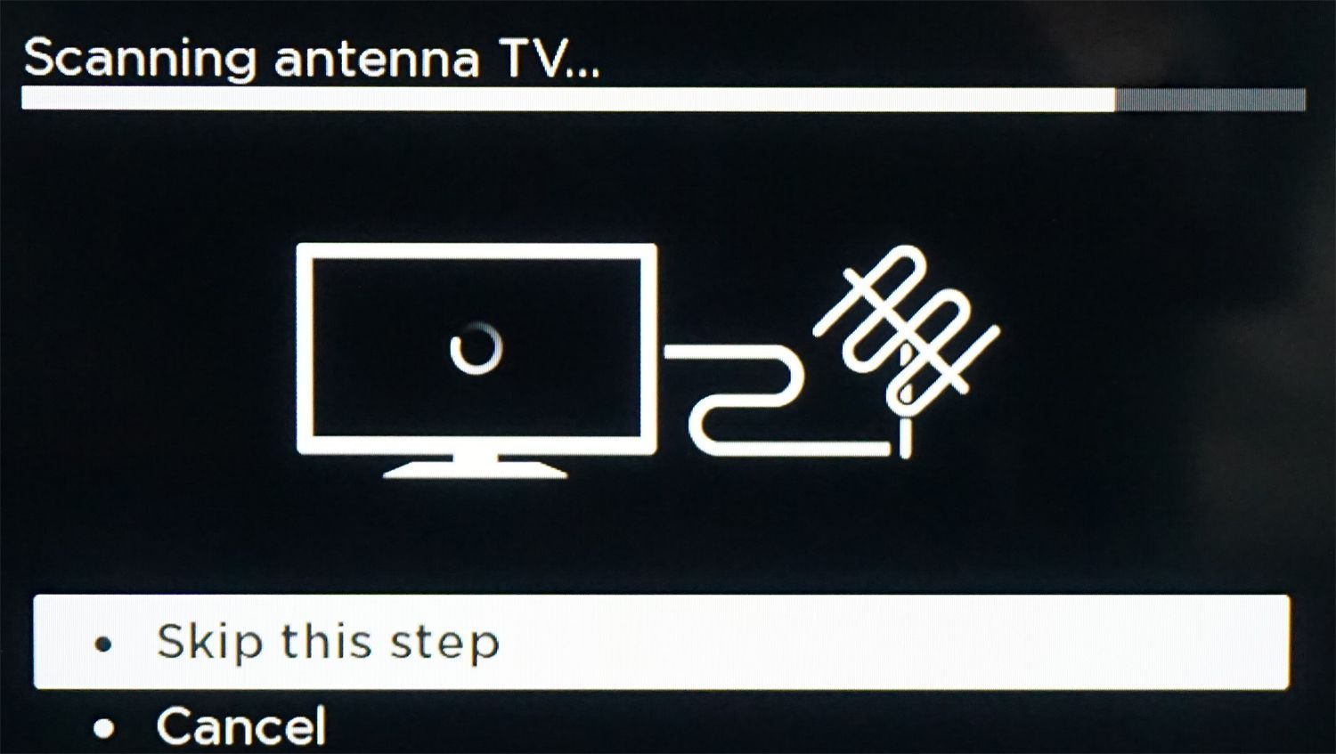 Пример сканирования антенны канала - Roku TV